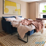 Swyft Model 08 Blue Velvet Double Sofa Bed - Image 3