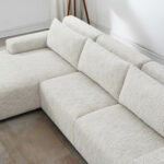 Zyllah Beige Fabric Corner Sofa with Chaise - Image 4