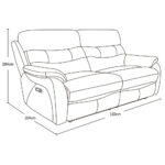 Fletcher Light Grey Leather Power Reclining 2 Seater Sofa with Power Headrest - Image 2