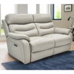 Fletcher Light Grey Leather Power Reclining 2 Seater Sofa with Power Headrest - Image 3