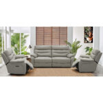 Fletcher Light Grey Leather Power Reclining 2 Seater Sofa with Power Headrest - Image 5