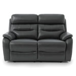 Fletcher Dark Grey Leather Power Reclining 2 Seater Sofa with Power Headrest - Image 3
