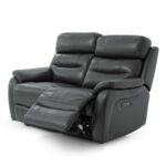 Fletcher Dark Grey Leather Power Reclining 2 Seater Sofa with Power Headrest - Image 4