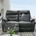 Fletcher Dark Grey Leather Power Reclining 2 Seater Sofa with Power Headrest - Image 5