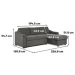 Coddle Aria Grey Fabric Convertible Sofa Bed with Chaise - Image 2