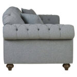 Bordeaux Button Back Grey Fabric 4 Seater Sofa - Image 4