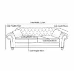 Bordeaux Button Back Blue Velvet 4 Seater Sofa - Image 2