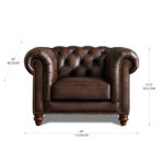 Allington Brown Leather Chesterfield Armchair - Image 2