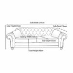 Bordeaux Button Back Grey Fabric 3 Seater Sofa - Image 2