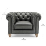 Allington Grey Leather Chesterfield Armchair - Image 2