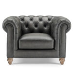 Allington Grey Leather Chesterfield Armchair - Image 3