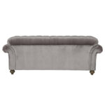 Bordeaux Button Back Grey Velvet 3 Seater Sofa - Image 3