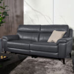 Grace Dark Grey Leather Power Reclining Large 2 Seater Sofa - Image 5