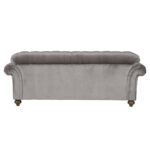 Bordeaux Button Back Grey Velvet 2 Seater Sofa - Image 3