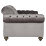 Bordeaux Button Back Grey Velvet 2 Seater Sofa - Image 5