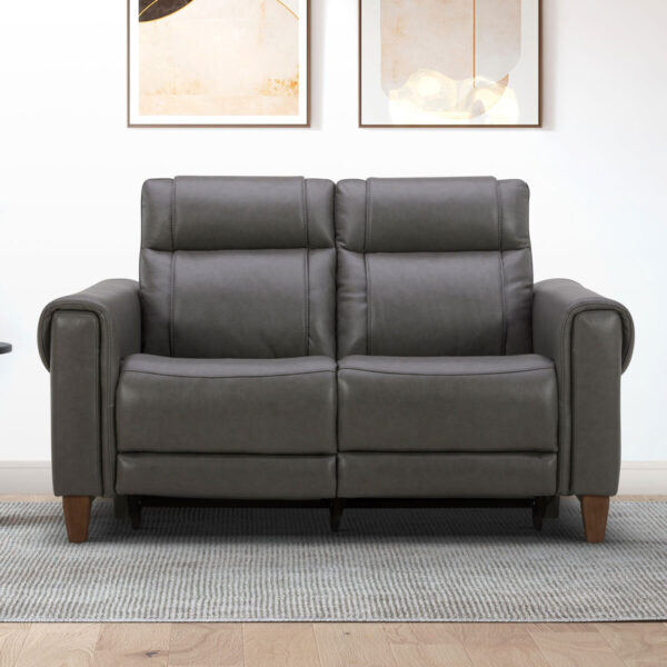 Aiden & Ivy Spencer Grey Leather Power Reclining 2 Seater Sofa