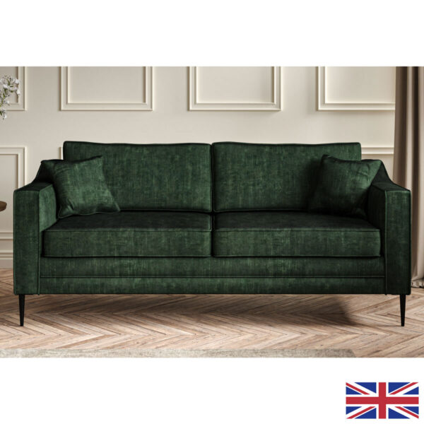 Aspen Green Velvet 3 Seater Sofa