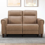 Aiden & Ivy Spencer Brown Leather Power Reclining 2 Seater Sofa