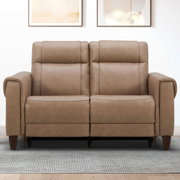 Aiden & Ivy Spencer Brown Leather Power Reclining 2 Seater Sofa