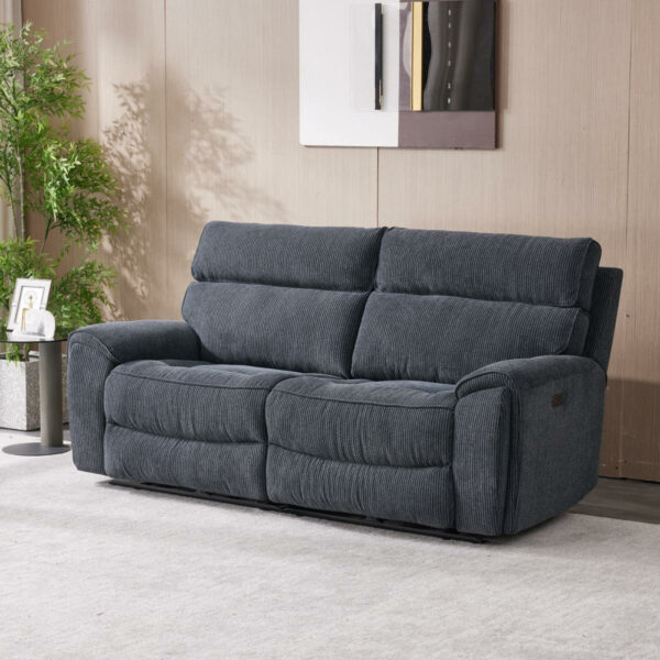 Atlanta Grey Cord Fabric Power Reclining Large 2 Seater Sofa