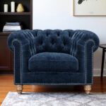 Allington Navy Fabric Chesterfield Armchair