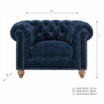 Allington Navy Fabric Chesterfield Armchair - Image 2