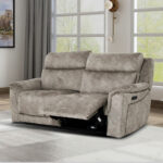 Oscar Grey Fabric Power Reclining Large 2 Seater Sofa with Power Headrest