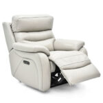 Fletcher Light Grey Leather Power Recliner Armchair with Power Headrest - Image 4