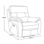 Fletcher Dark Grey Leather Power Recliner Armchair with Power Headrest - Image 2