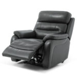 Fletcher Dark Grey Leather Power Recliner Armchair with Power Headrest - Image 4