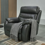 Fletcher Dark Grey Leather Power Recliner Armchair with Power Headrest - Image 5