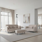 MOONAP Monroe Beige Fabric 4 Seater Sofa - Image 9