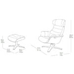 Gilman Creek Karma Black Top Grain Leather Swivel Chair with Ottoman - Image 2