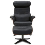 Gilman Creek Karma Black Top Grain Leather Swivel Chair with Ottoman - Image 3
