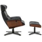 Gilman Creek Karma Black Top Grain Leather Swivel Chair with Ottoman - Image 4