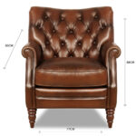 Columbus Brown Leather Armchair - Image 2