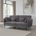 MOONAP Monroe Dark Grey Fabric 3 Seater Sofa