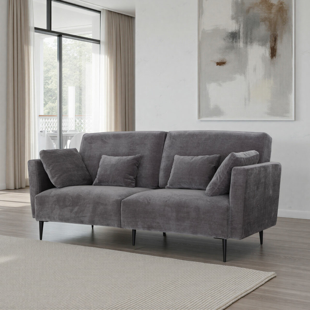 MOONAP Monroe Dark Grey Fabric 3 Seater Sofa
