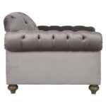 Bordeaux Button Back Grey Velvet Armchair - Image 5