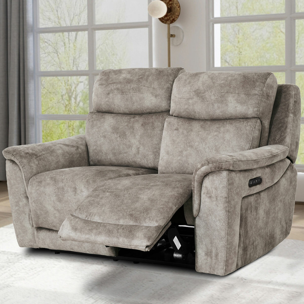 Oscar Grey Fabric Power Reclining 2 Seater Sofa with Power Headrest