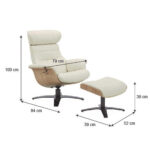 Gilman Creek Karma Cream Top Grain Leather Swivel Chair with Ottoman - Image 2