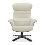 Gilman Creek Karma Cream Top Grain Leather Swivel Chair with Ottoman - Image 4