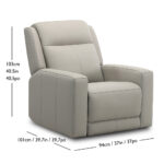 Simon Li Wren Light Grey Leather Power Reclining Armchair With Power Headrest - Image 2