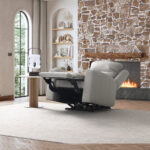 Simon Li Wren Light Grey Leather Power Reclining Armchair With Power Headrest - Image 3