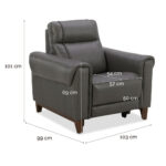 Aiden & Ivy Spencer Grey Leather Power Reclining Armchair - Image 2