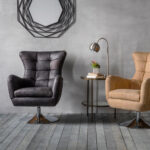 Gallery Bristol Grey Nubuck Leather Swivel Chair - Image 5