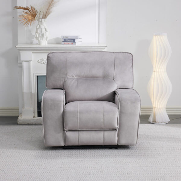 Excalibur Grey Fabric Power Recliner Armchair