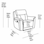 Oscar Grey Fabric Power Reclining Armchair with Power Headrest - Image 2