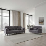 MOONAP Monroe Dark Grey Fabric Loveseat - Image 9