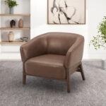Aiden & Ivy Brown Leather Barrel Armchair